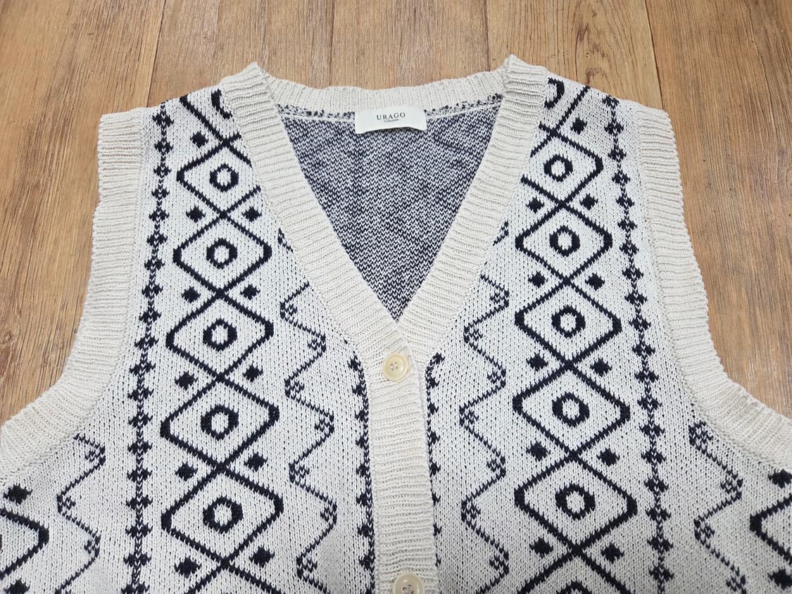유라고(URAGO) 드로우 자카드 베스트 가디건 프리사이즈 상품이미지4