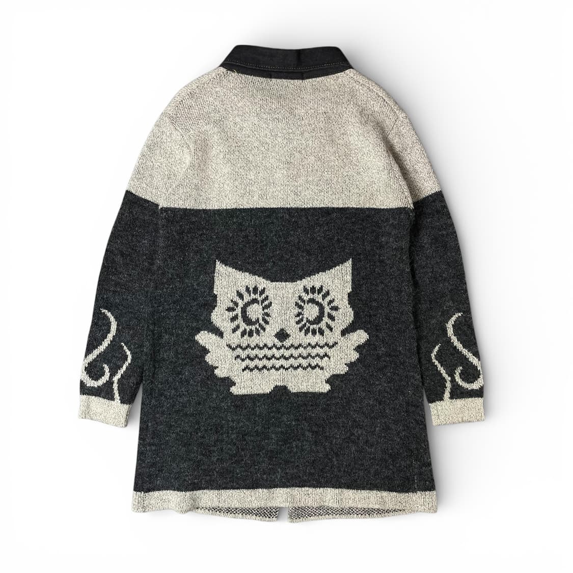 Lascolinas 그레이 블랙 올빼미 포켓 카라 가디건 M 상품이미지2