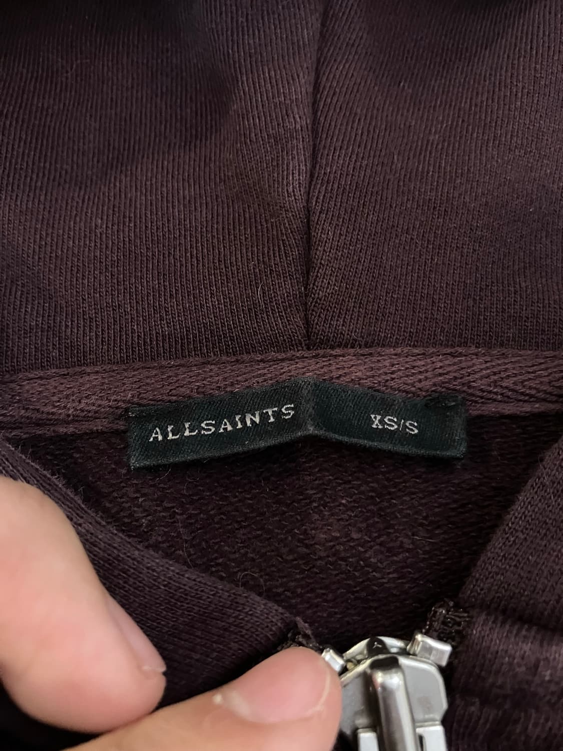 올세인츠 멀티지퍼 디테일 버건디 후드집업 상품이미지5