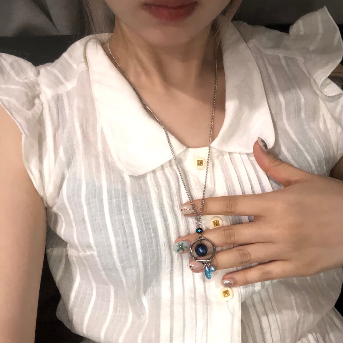 일본빈티지 블루 드롭 네크리스 상품이미지3