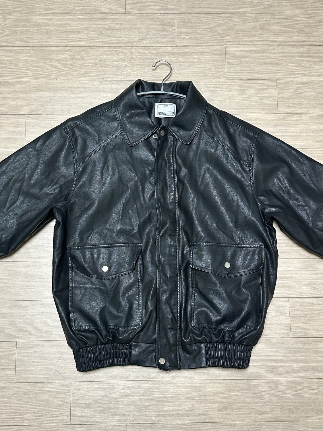 블랙 레더 봄버자켓 상품이미지1