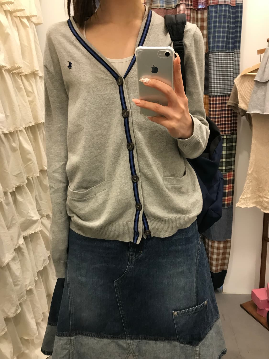 폴로 그레이 라인포인트 가디건 상품이미지3