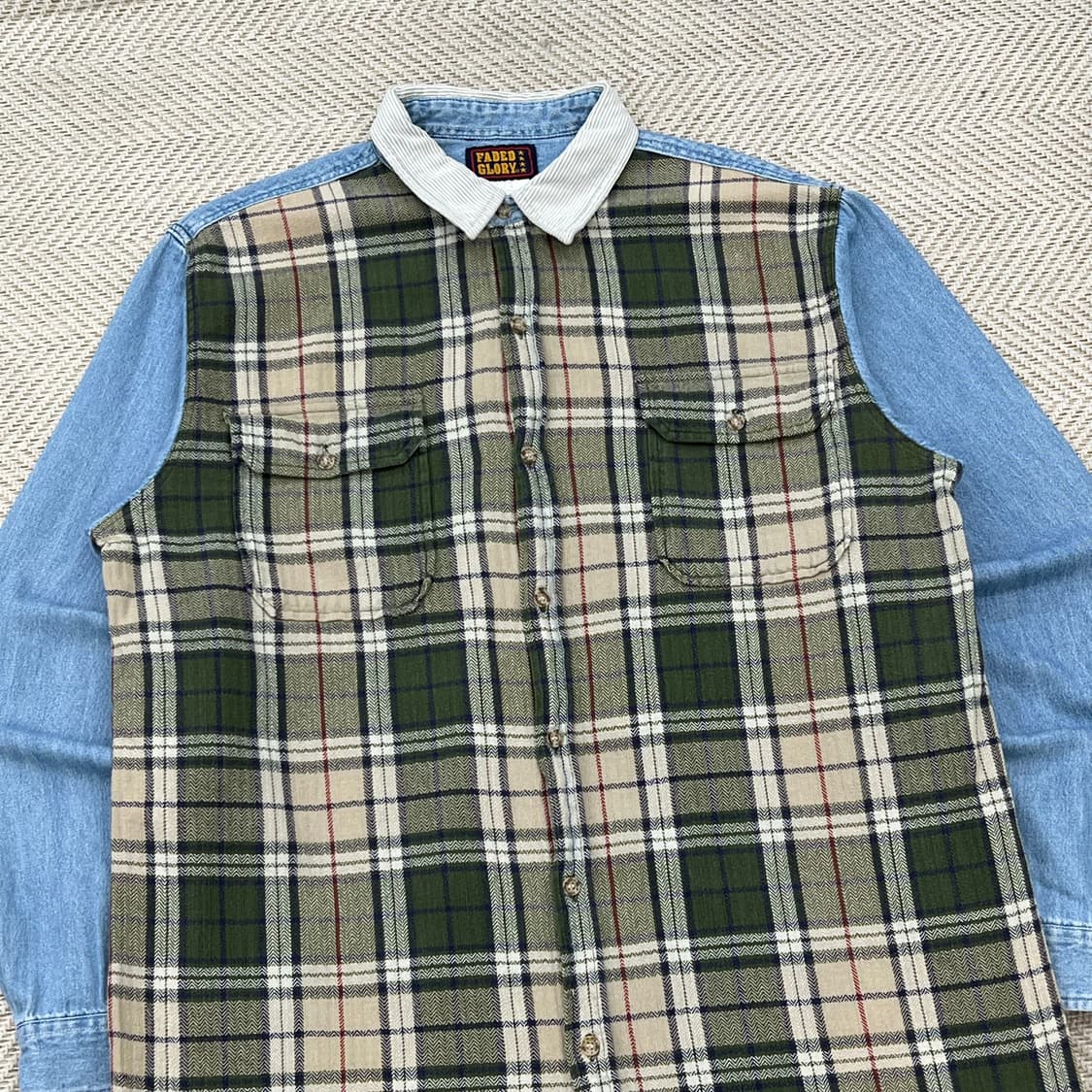 페이디드 글로리 체크 배색 데님 셔츠 r3357 상품이미지3