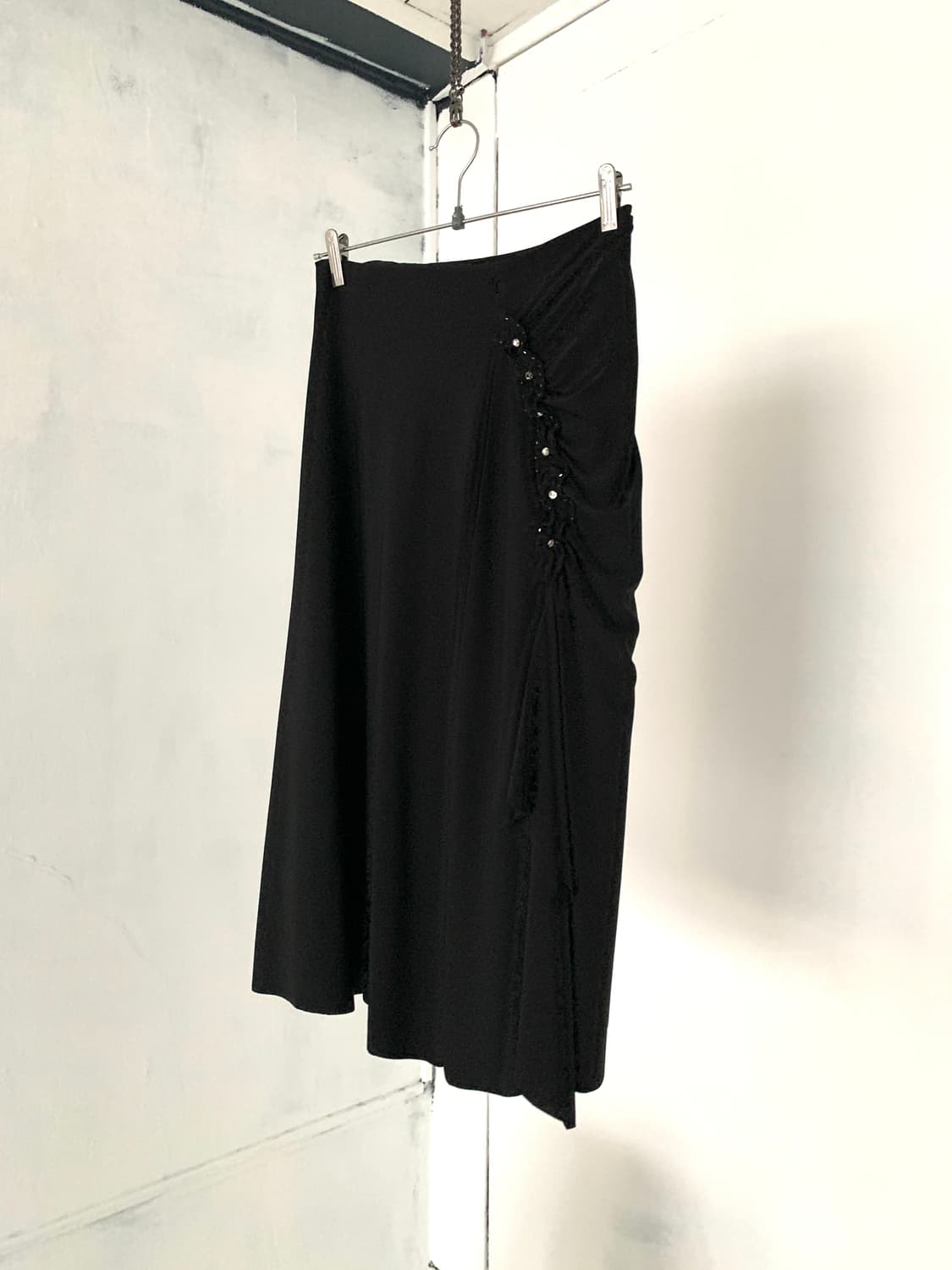 Black Shirring Detail Layered point Long 상품이미지1