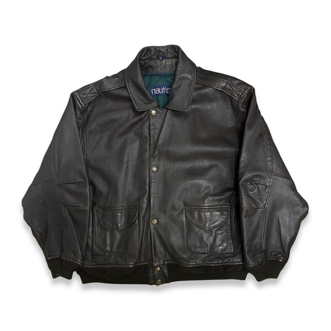 90s Nautica 브라운 레더 봄버 자켓 44 상품이미지1