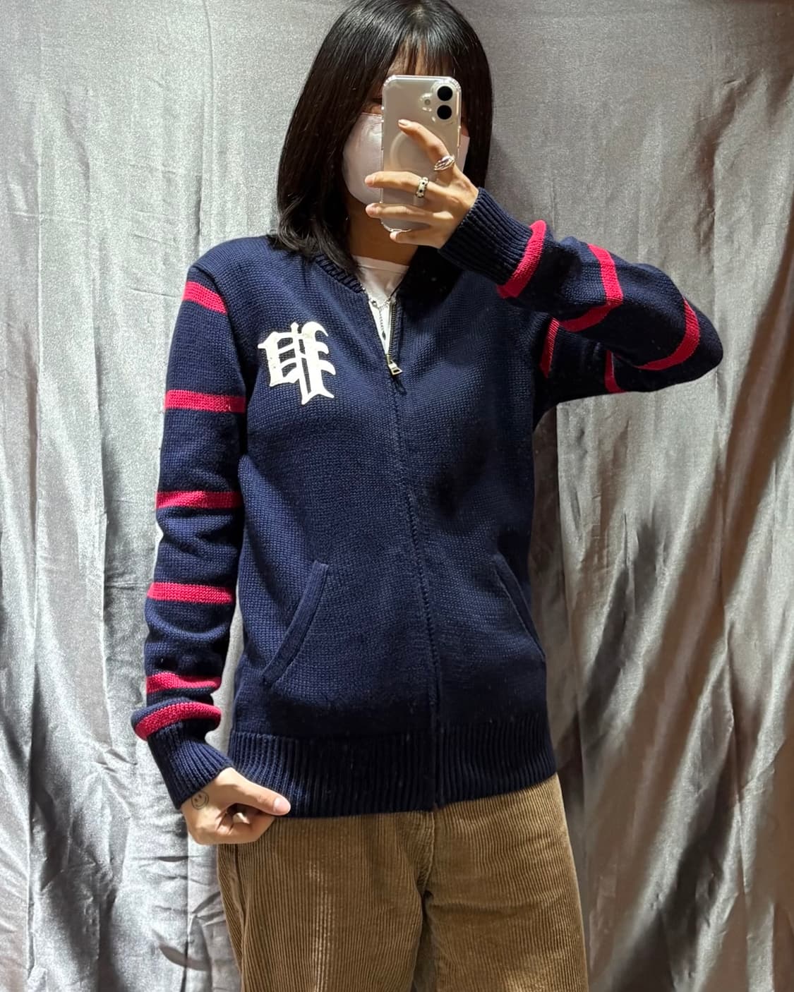 L 폴로랄프로렌 P로고 스트라이프 니트집업 상품이미지1