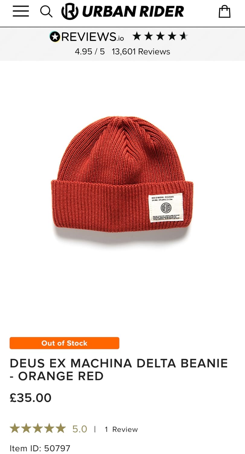 데우스 새상품 택만 제거된 미착용 델타 숏 비니 오렌지레드색상 deus 상품이미지2