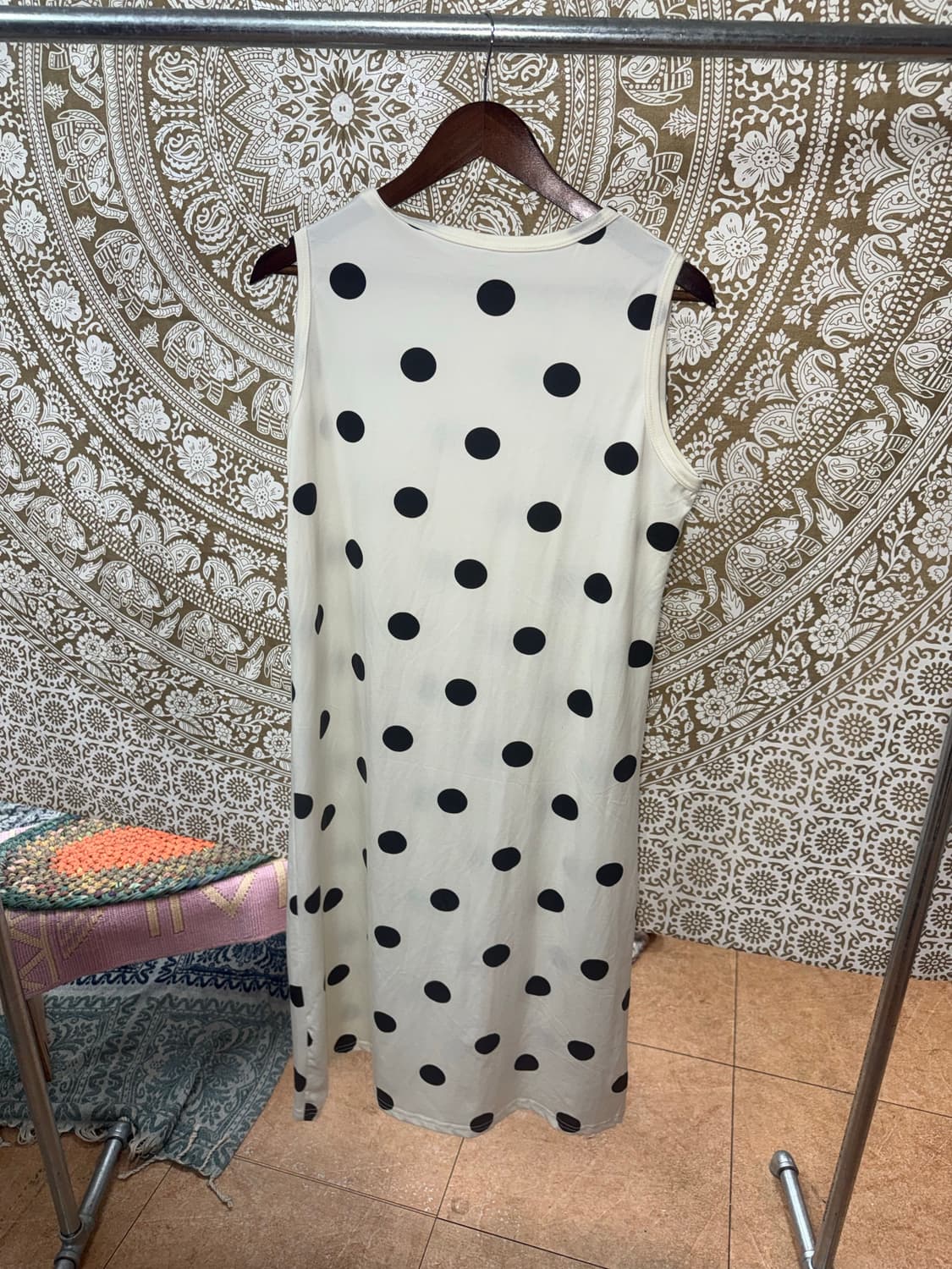 빈티지 여성 도트 민소매 원피스 상품이미지3