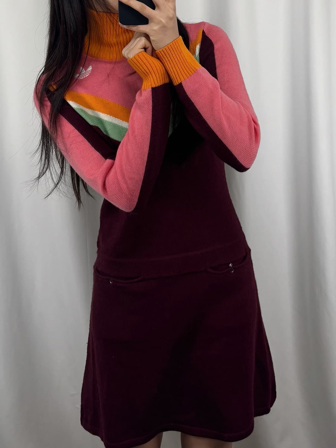 아디다스 멀티컬러 하이넥 니트 원피스 상품이미지3