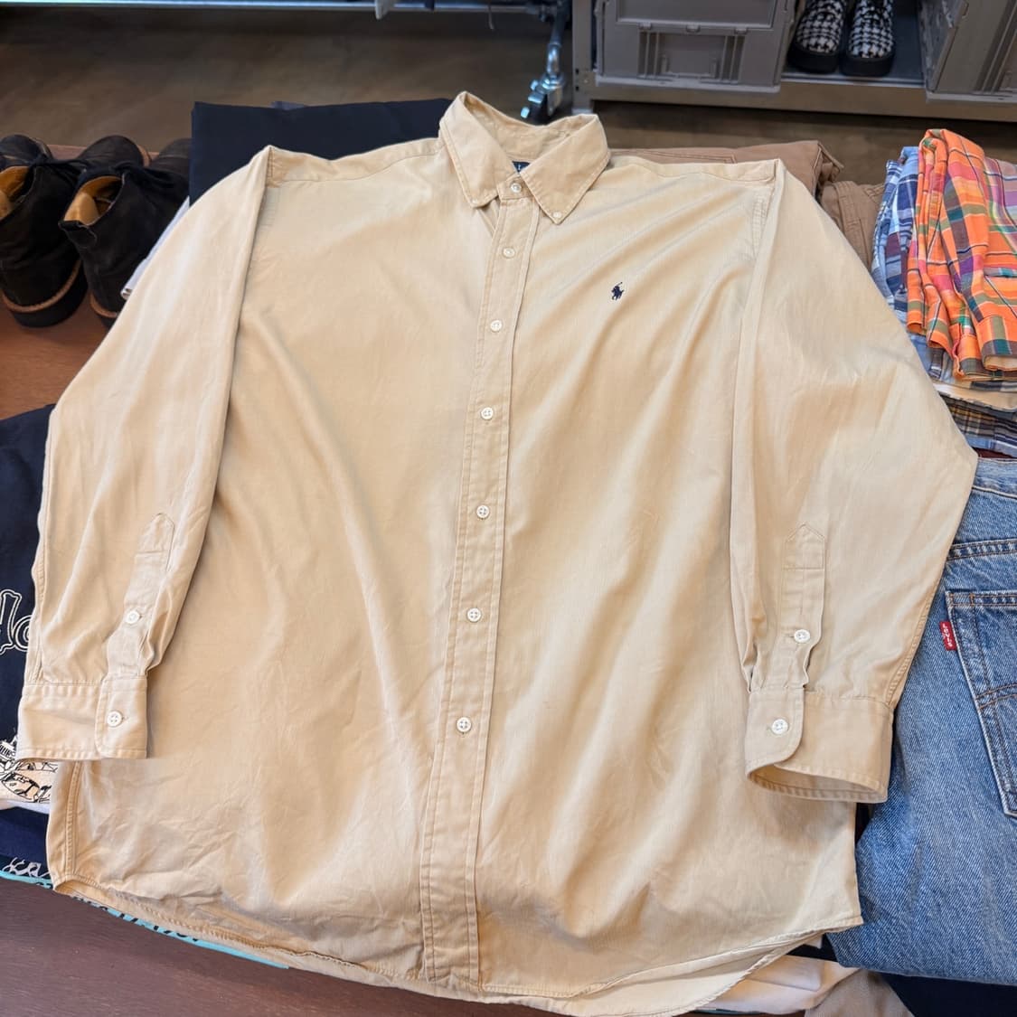 폴로 랄프로렌 실크 혼방 블레이크 핏 다운버튼 셔츠 L XL 상품이미지1
