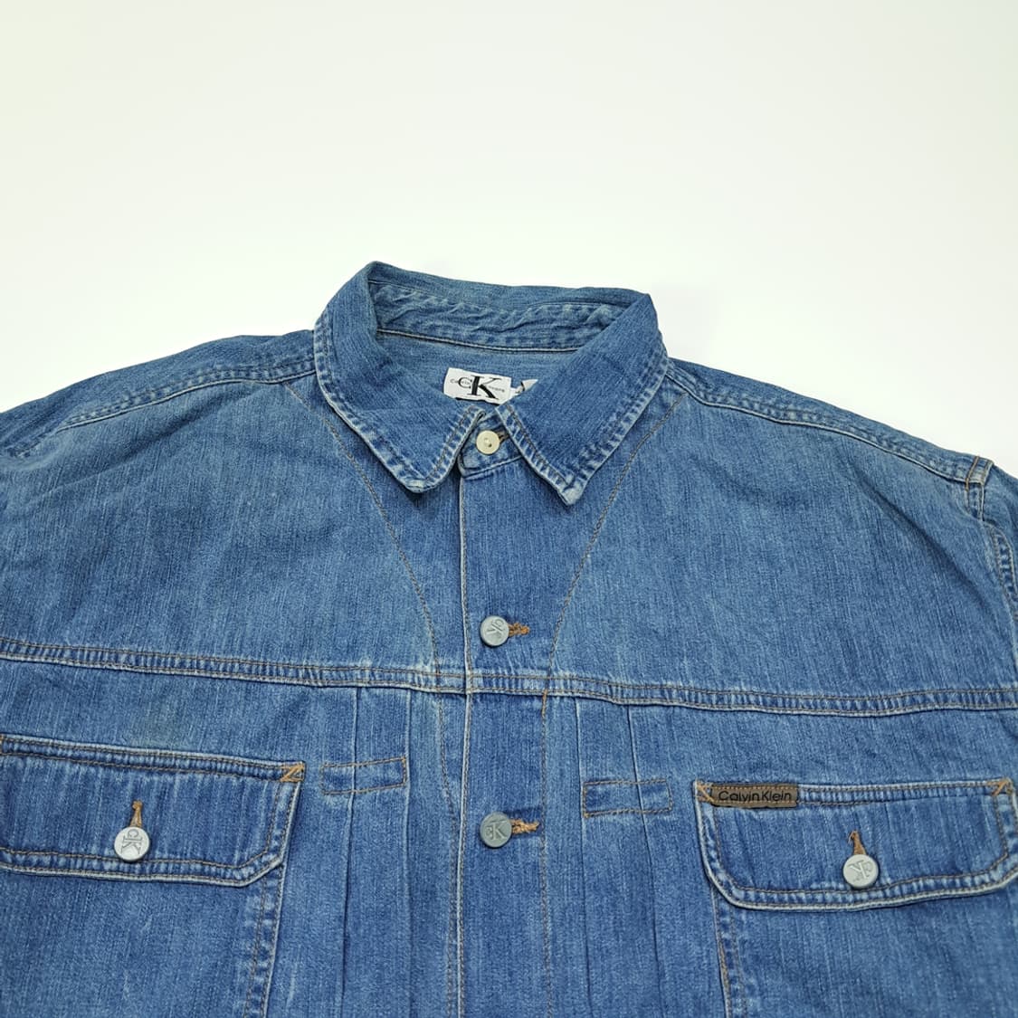 CL339 XL 캘빈클라인 90s 홍콩판 데님 미디엄블루 셔츠 남방 상품이미지2