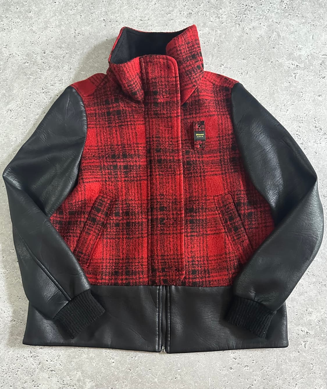 Blauer. U.S.A. 아카이브 레더 슬리브 체크 자켓 상품이미지2