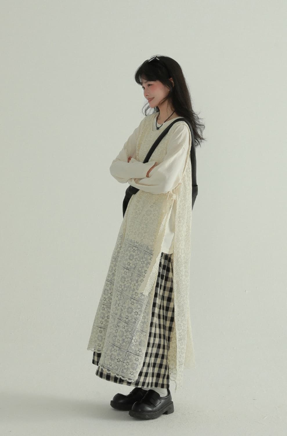 EPIC RARE 플로럴 레이스 펀칭 레이어드 원피스(새상품) 상품이미지4