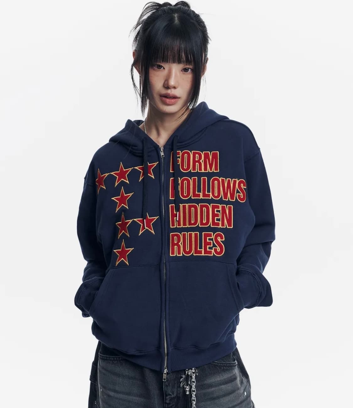 이지노이지 후드집업 네이비 상품이미지1