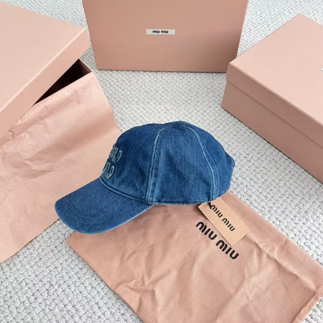 미우 미우 데님 베이스볼 캡 네이비 상품이미지3