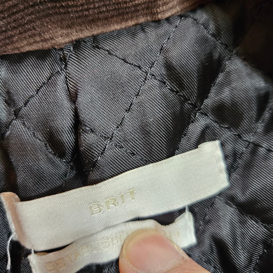 브릿(Brit) 코듀로이 배색 빈티지 체크 벨티드 헌팅자켓 L size 상품이미지7