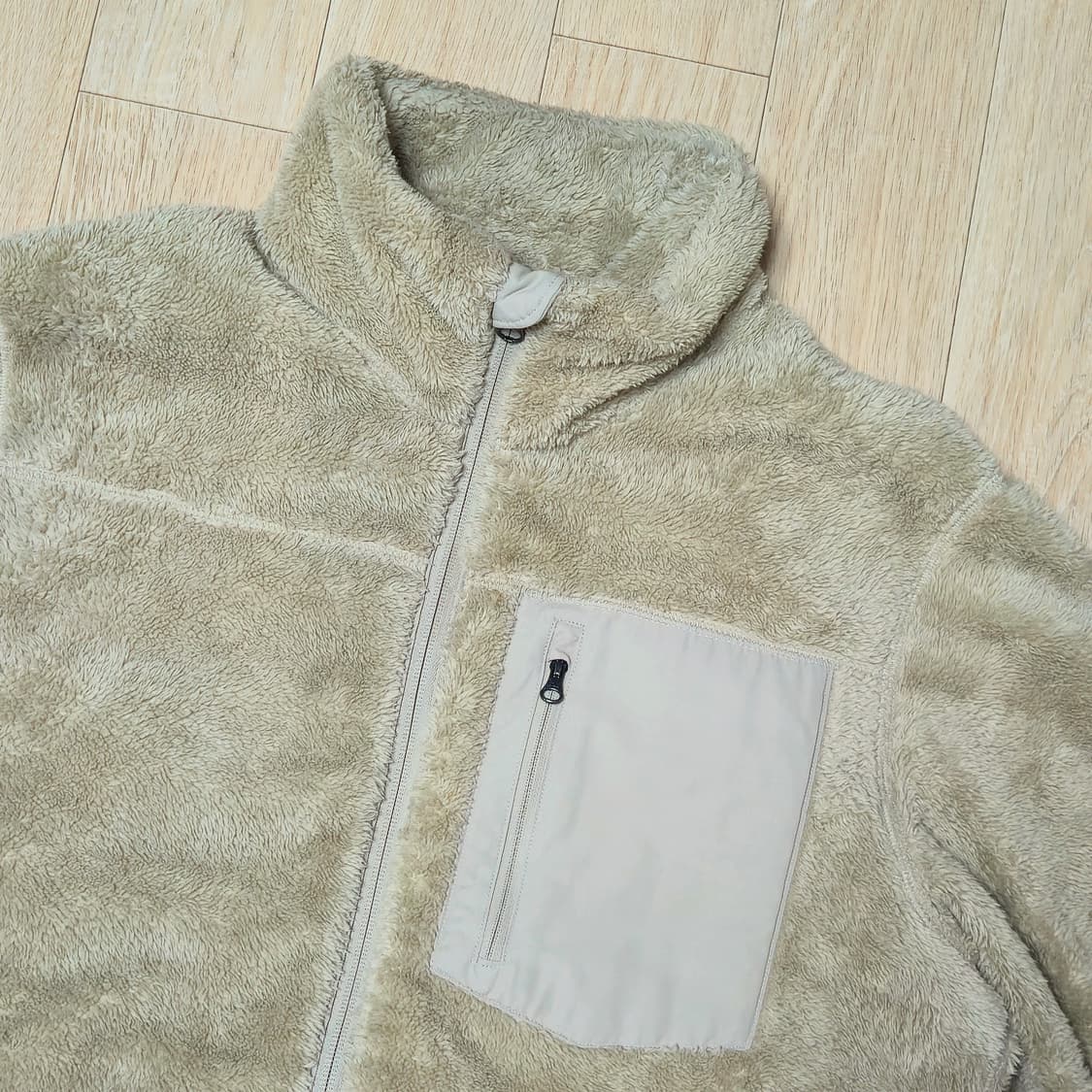 L)유니클로 베이지 보아 후리스 집업 자켓 상품이미지2