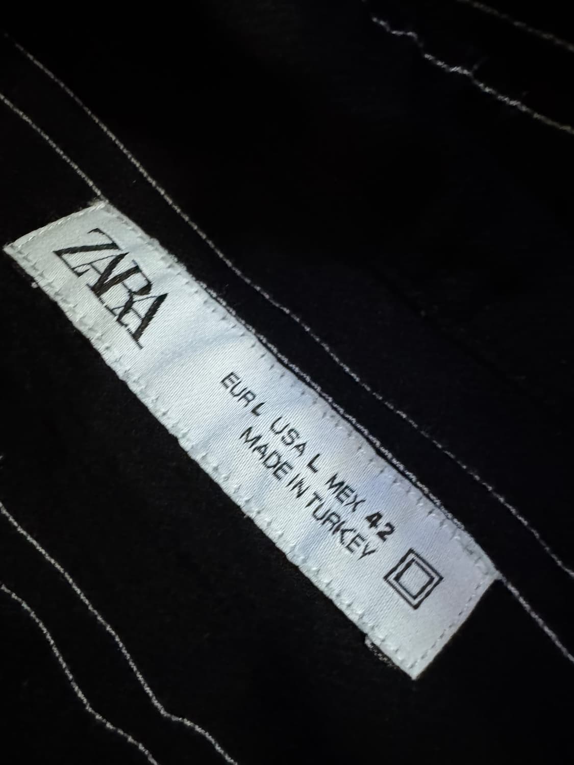 자라 ZARA 비스코스 스트라이프 빈티지 긴팔 셔츠 L ~ XL 블랙 상품이미지4