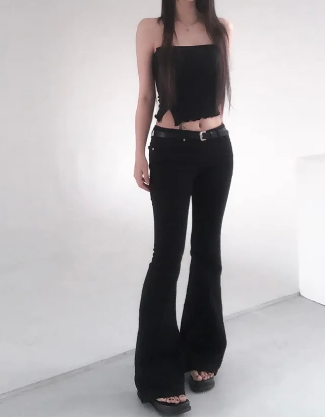 oot 블랙 로우라이즈 부츠컷 팬츠  상품이미지3