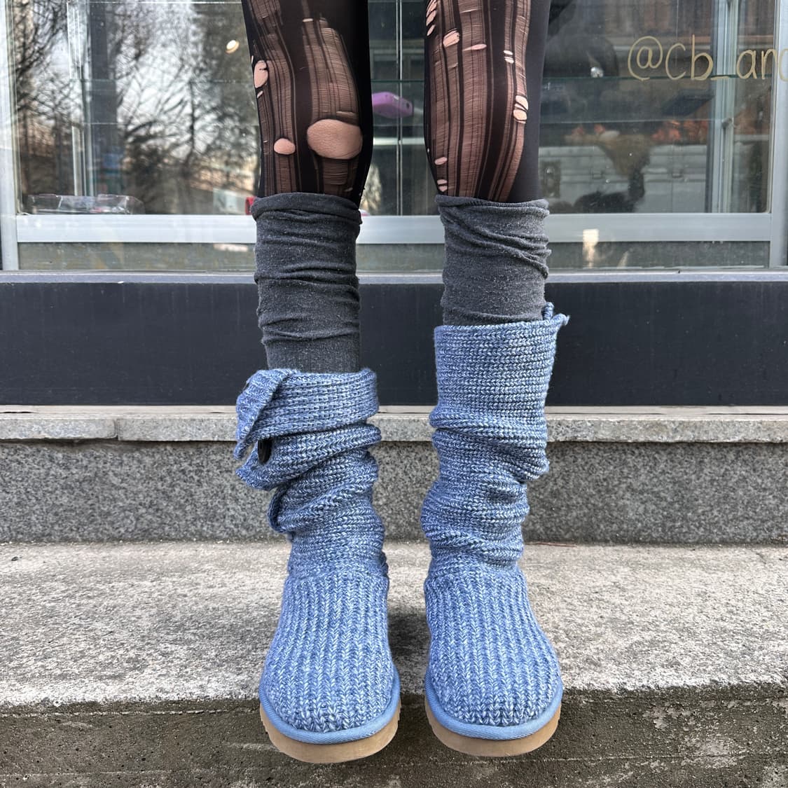 00s 스카이 블루 니트 어그 카디 부츠 상품이미지4