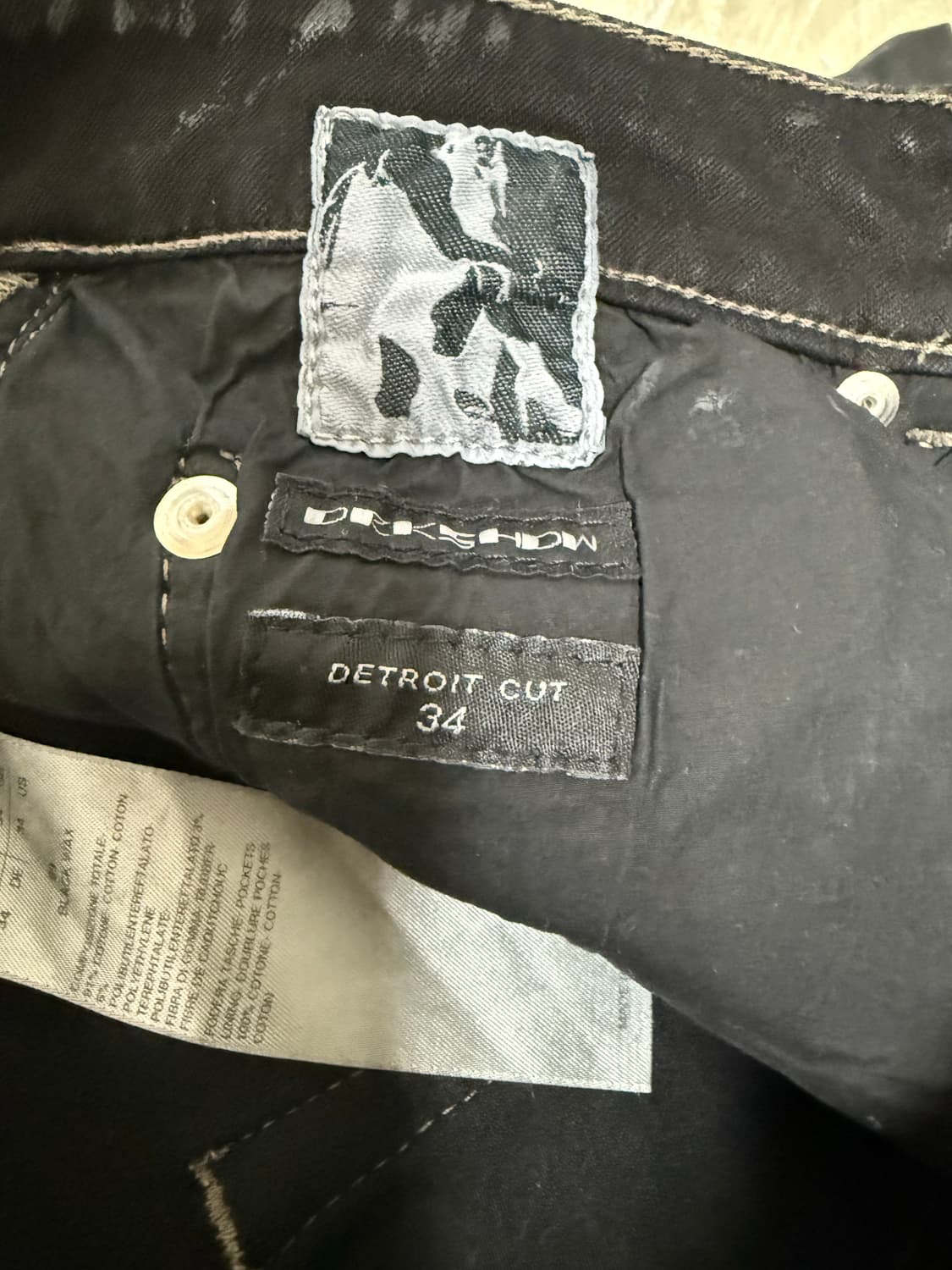 [34] 릭오웬스 디트로이트 다크쉐도우 블랙왁스 코팅진 상품이미지4