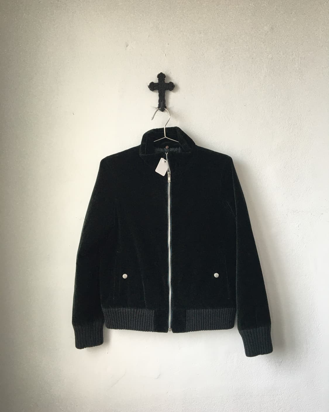 High neck green velour jacket 상품이미지2