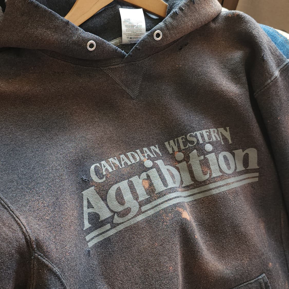 90s 러셀 후드 빈티지 스웻셔츠 썬페이딩 그레이 m 상품이미지10