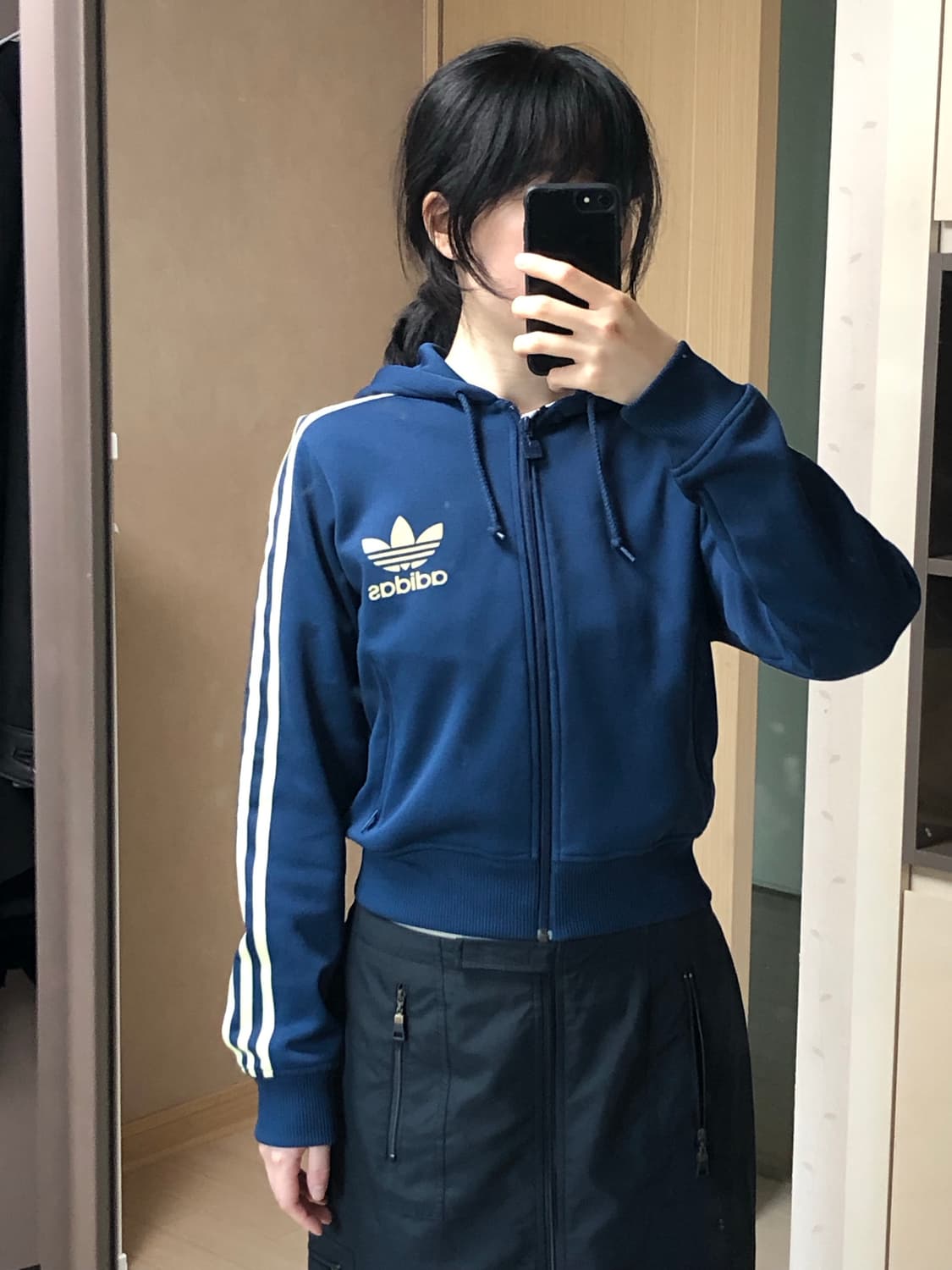 L 아디다스 후드집업 져지 자켓 연노랑 짙은파랑 네이비 상품이미지7