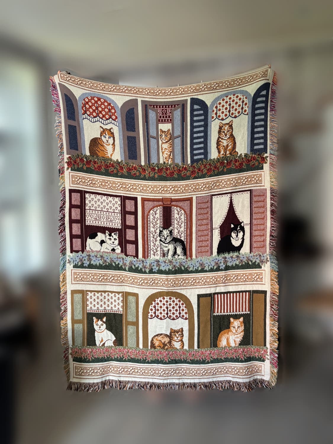 고양이 태피스트리 러그 자수 블랭킷 빈티지 상품이미지1