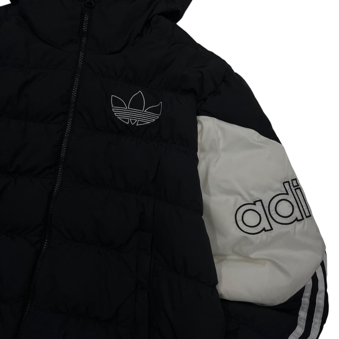 아디다스 자수로고 화이트배색 블랙 패딩 S 상품이미지9