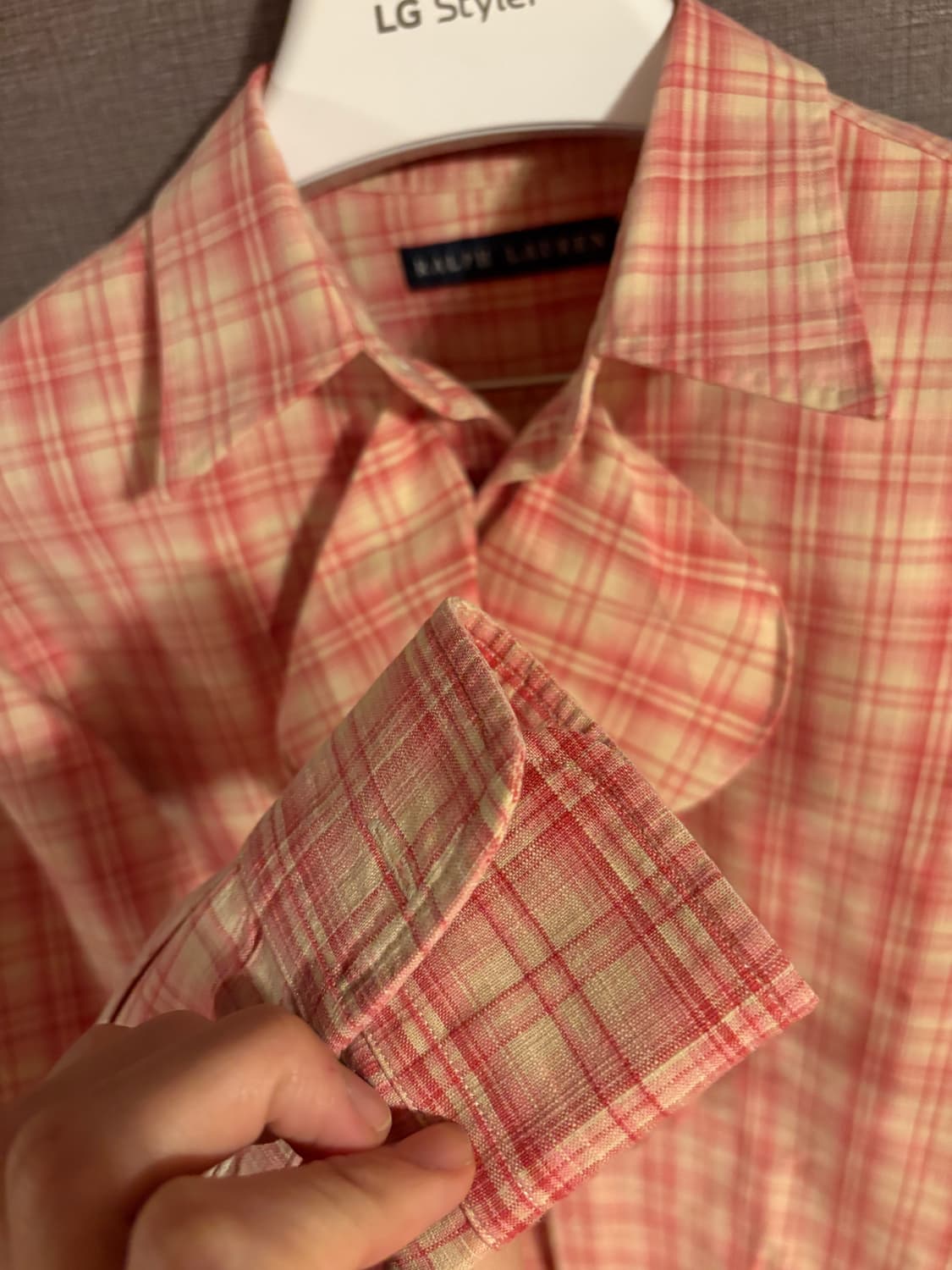 RL 랄프로렌 핑크 체크 프릴 블라우스 상품이미지4