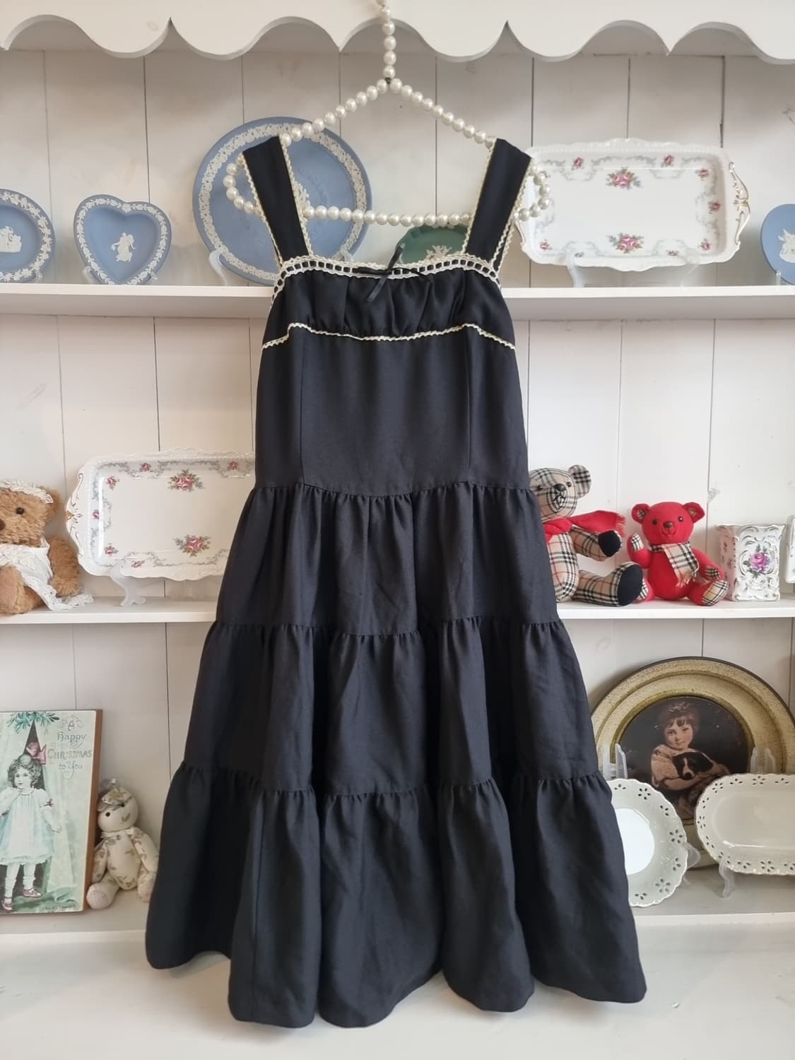 Emily Temple Cute 블랙 리본 티어드 원피스 상품이미지1