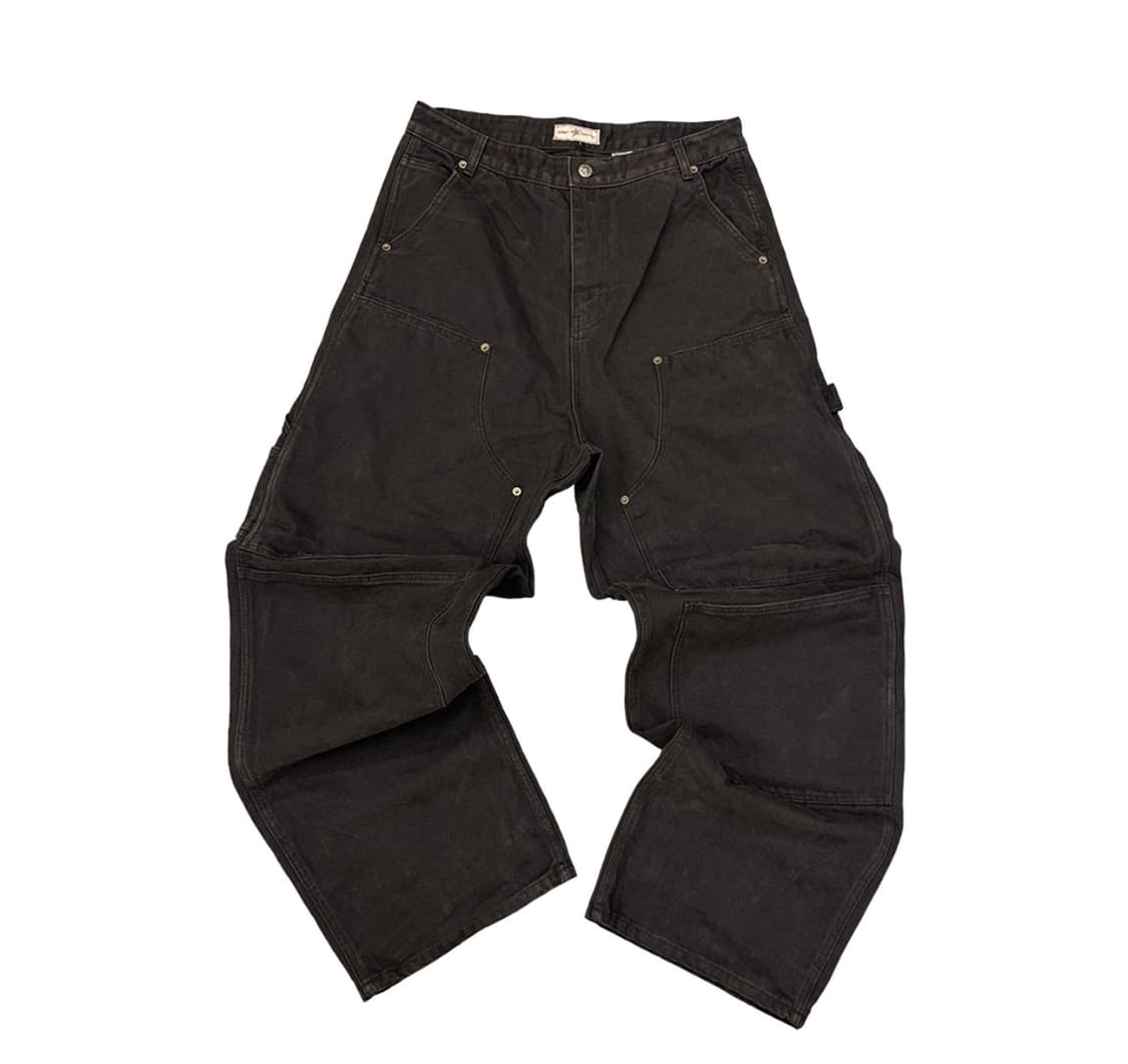 [1 size] 아오이로 커티드 더블니 팬츠 블랙 펄 상품이미지1