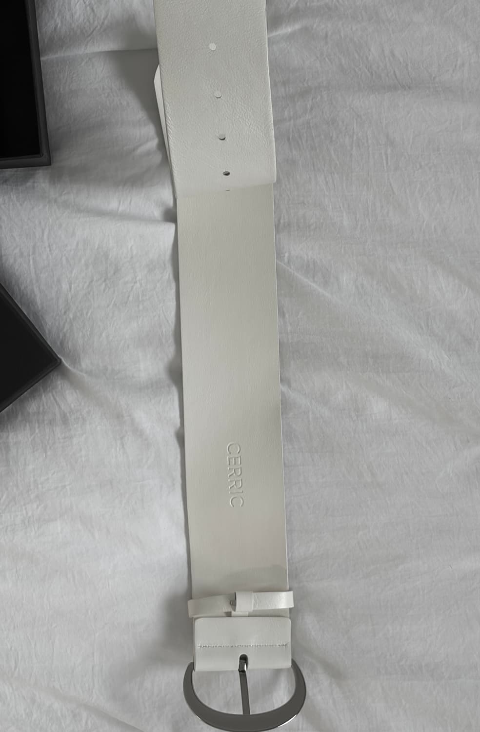 CERRIC COW SKIN WIDE BELT WHITE 상품이미지6