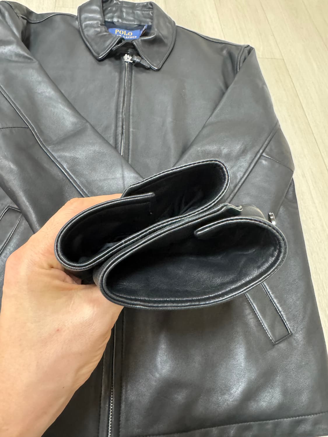 S 폴로 랄프로렌 맥스웰 램스킨 블랙 가죽 자켓 상품이미지6