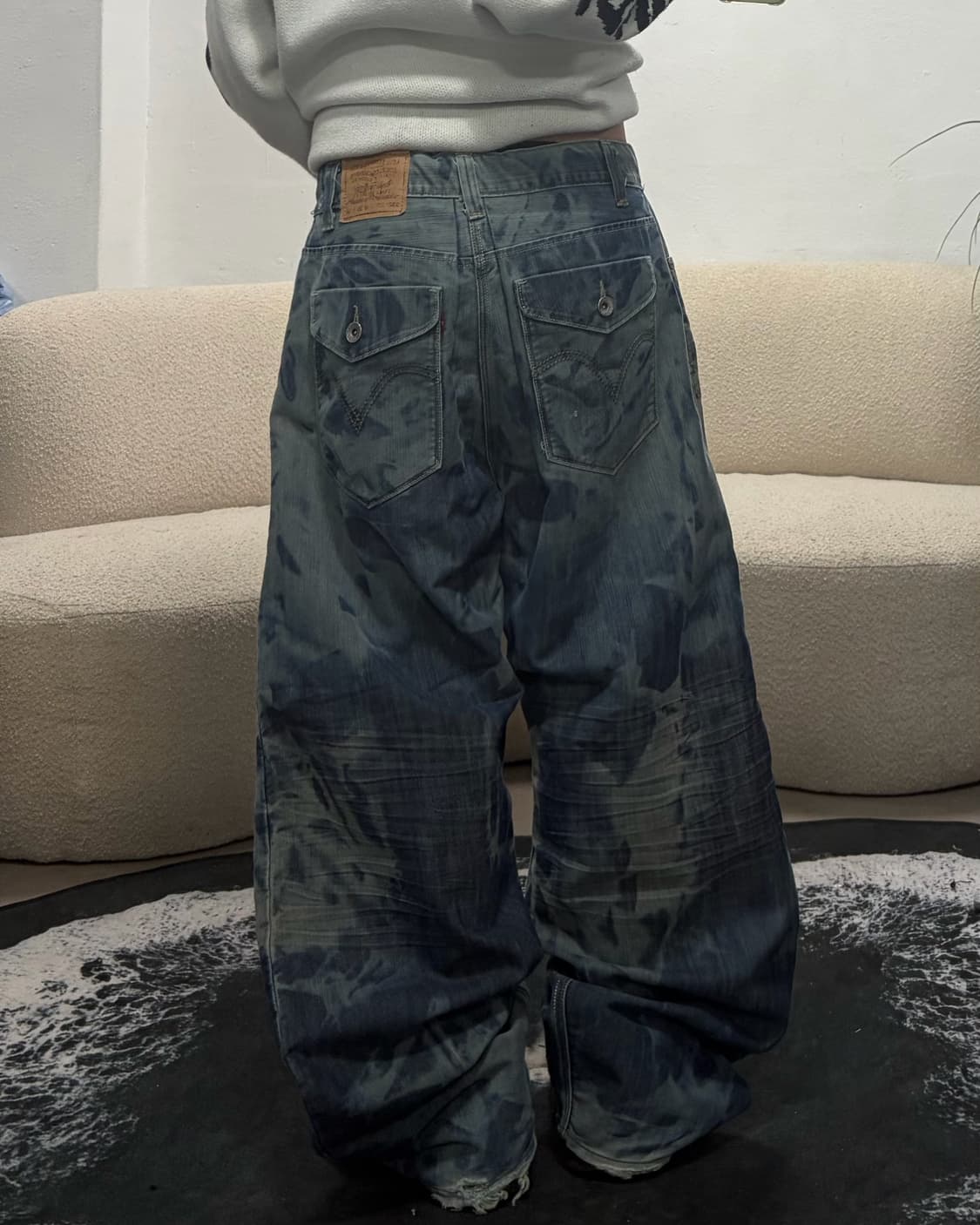 90s LEVIS 550 타이다이 데님와이드팬츠 상품이미지1