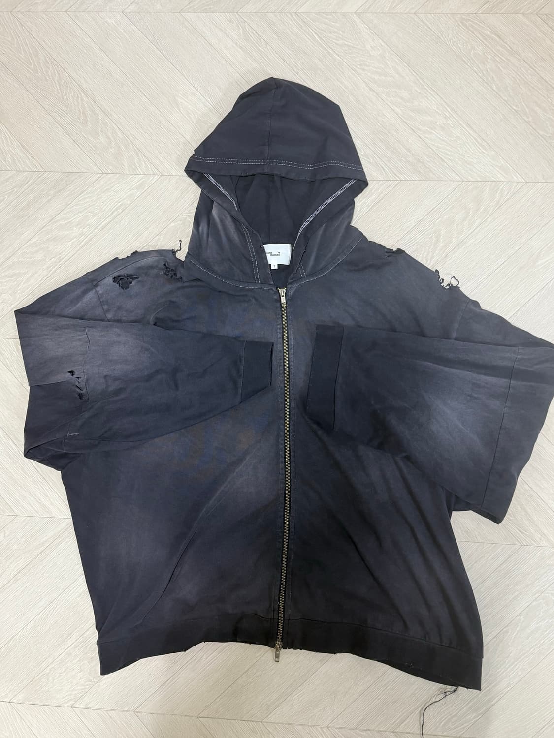 [2] rbU dyed 후드집업 블랙 상품이미지2