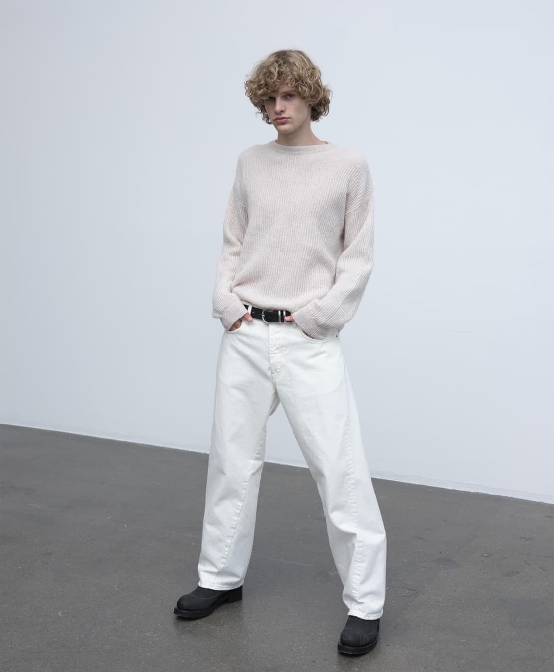 [32] 선플라워 와이드 트위스트 데님 빈티지 화이트 상품이미지1