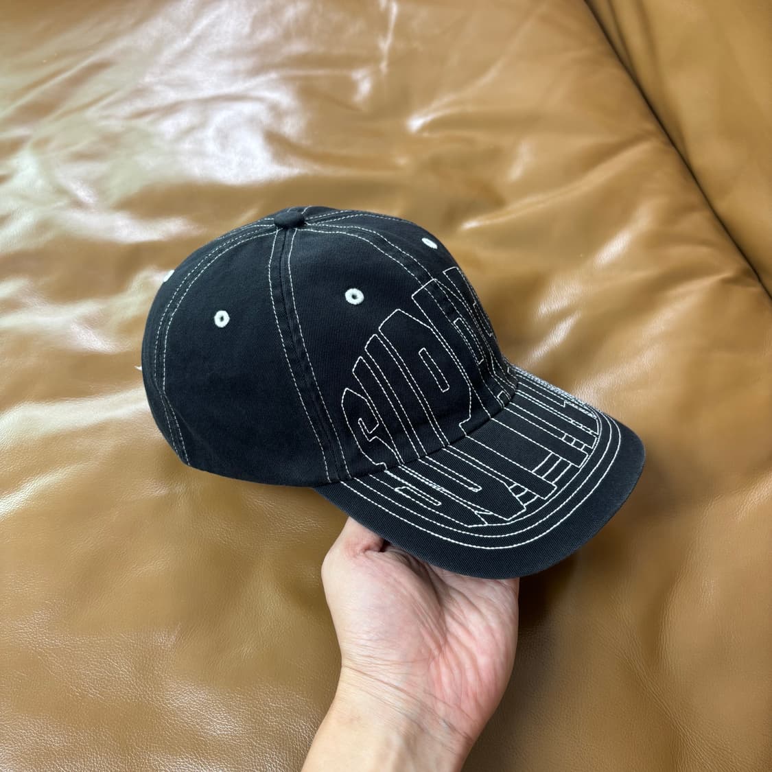 Supreme 슈프림 바이저 스티치 워시드 블랙 6패널 볼캡 모자 상품이미지3