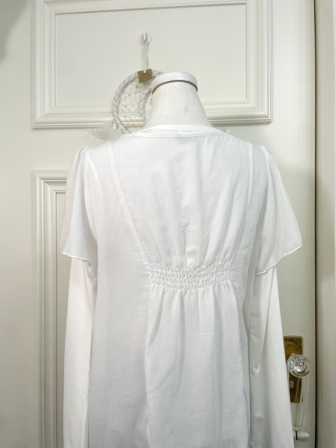 white lace point puff blouse&beads shirr 상품이미지4