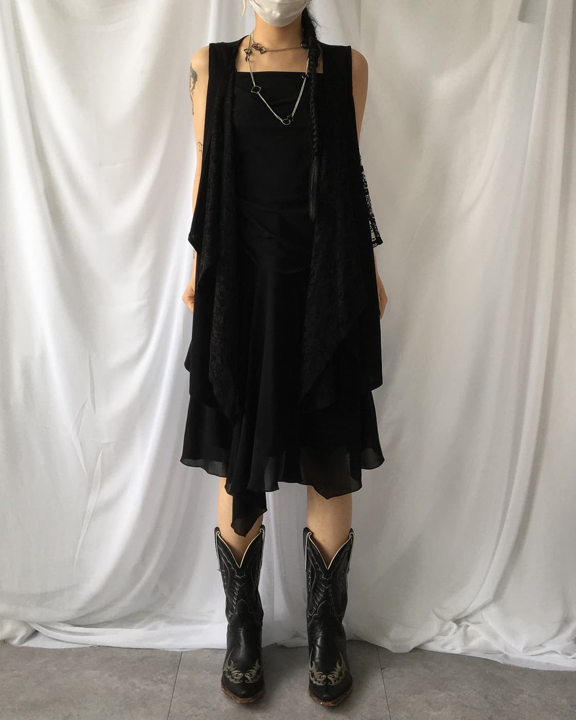 Lace layered open drape vest 상품이미지5