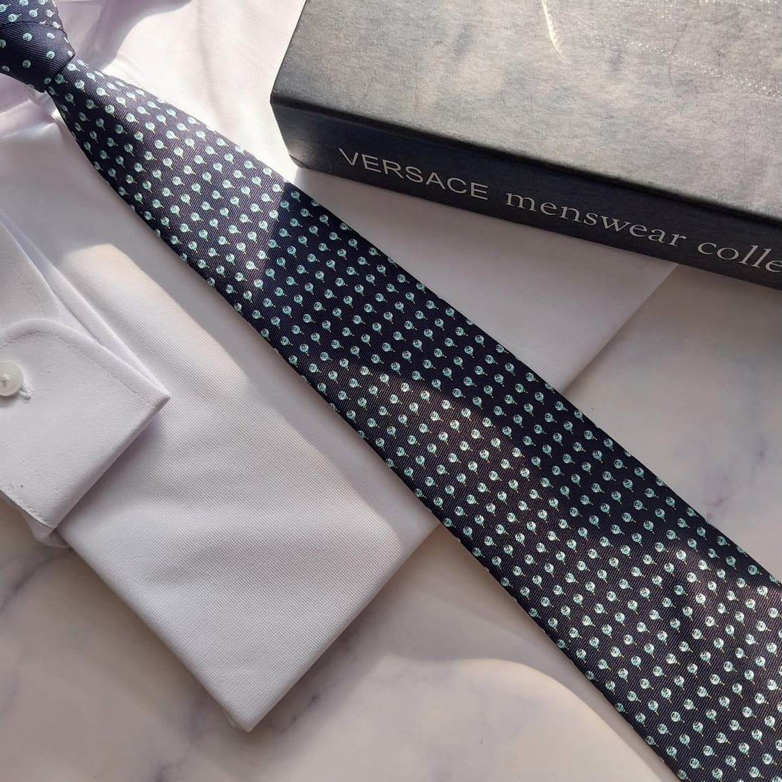 베르사체 실크 메두사 플라워 넥타이 8.9cm A+등급 K1852 상품이미지7