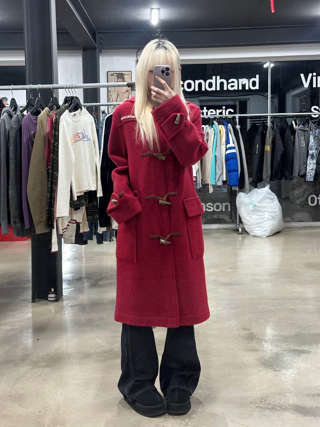 히스테릭 글래머 더블 울 코트 레드 상품이미지3