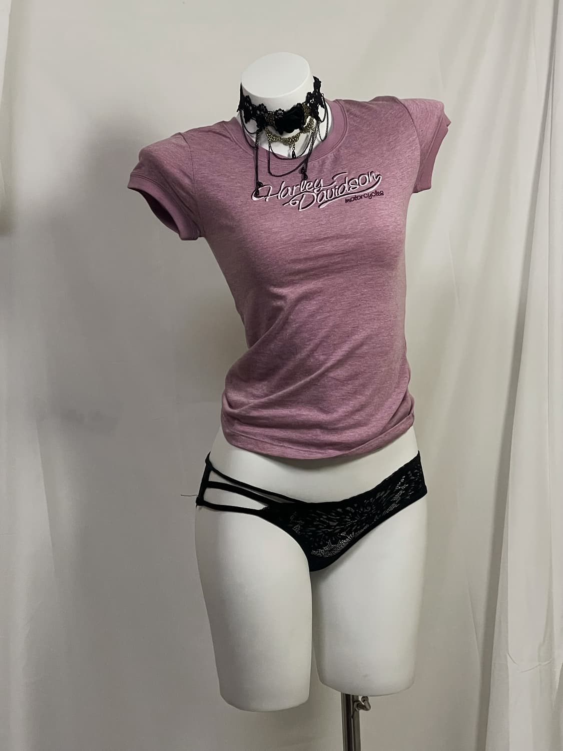 할리데이비슨 핏티드 퍼플 반팔티 S 택0 상품이미지1