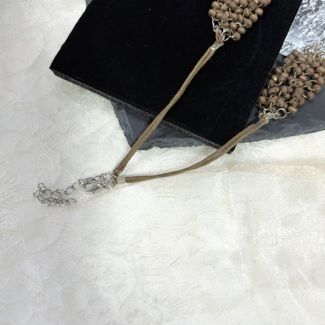 빈티지 브라운 우드 체인 레이어드 목걸이 상품이미지3