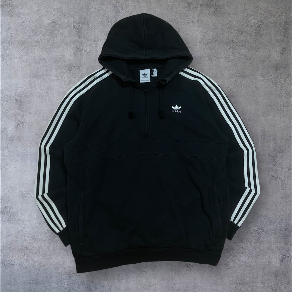 아디다스 오리지날 스몰 로고 사이드 라인 하프 집업 후드티 상품이미지1