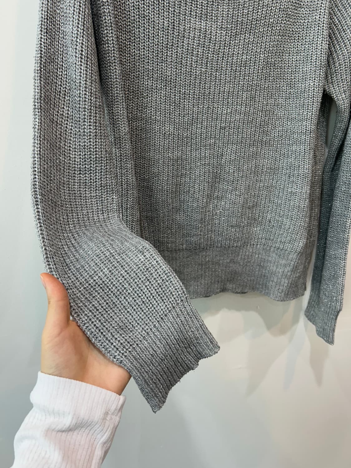 그레이 리본디테일 니트 상품이미지5