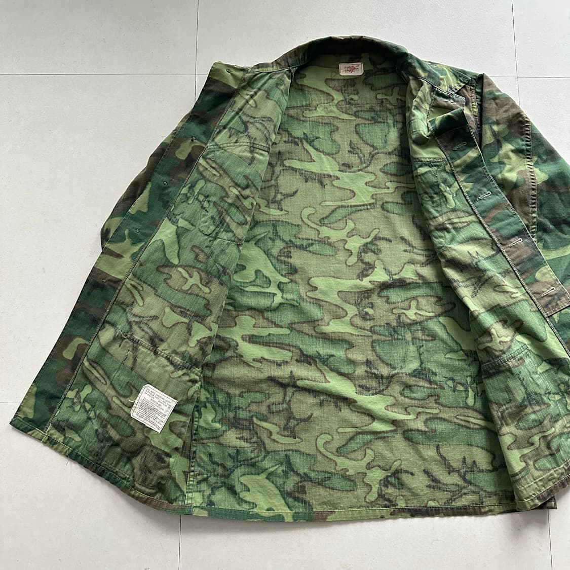 60s 미군 오리지널 베트남전 ERDL 패턴 정글 퍼티그 자켓 미디움 롱 상품이미지6