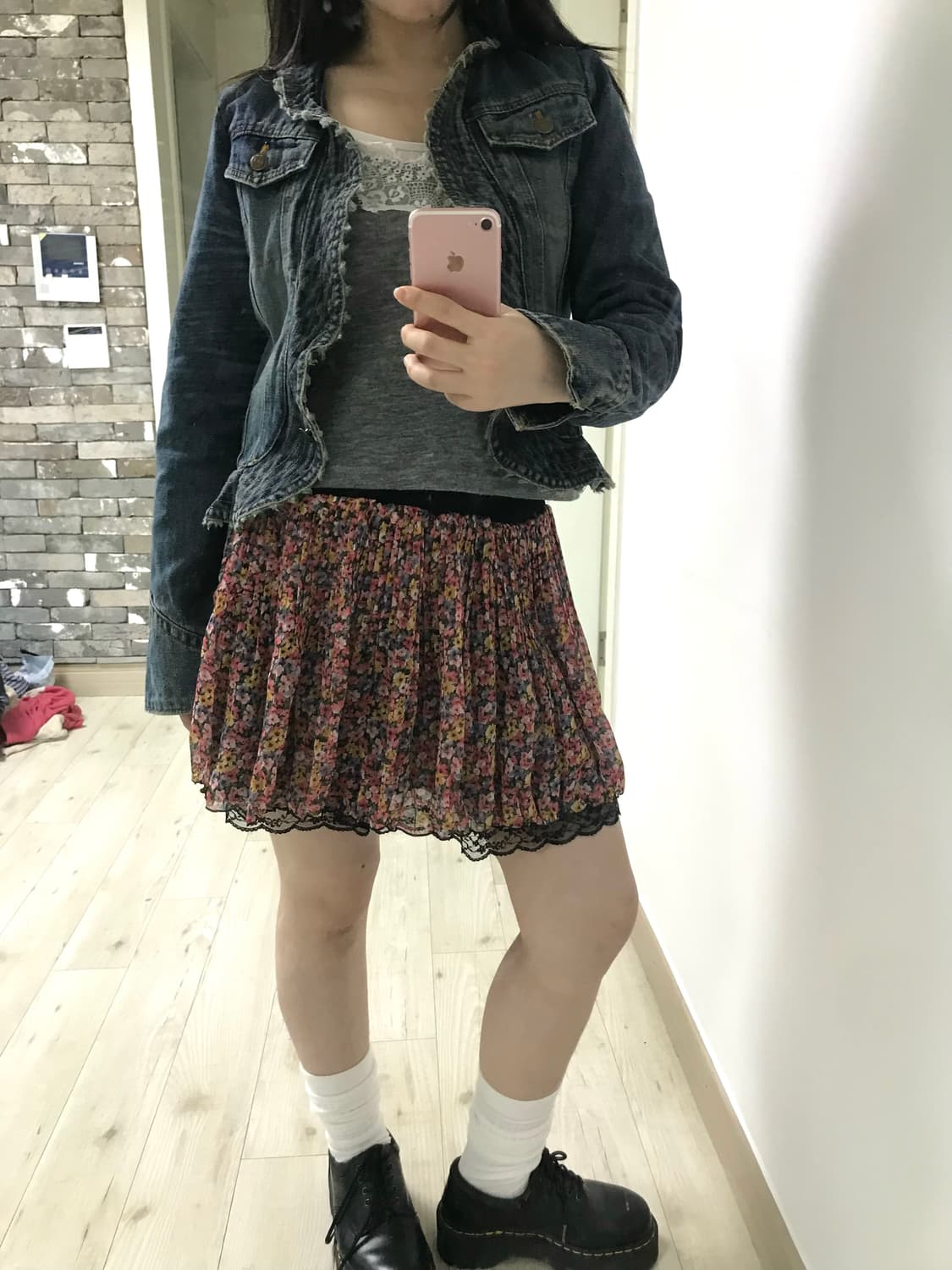 flower black lace pleats skirt 상품이미지4