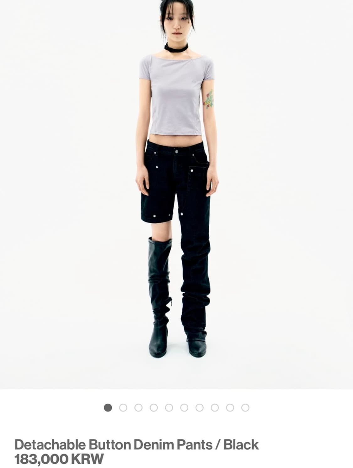 오호스 Detachable Button Denim Pants / Blac 상품이미지1